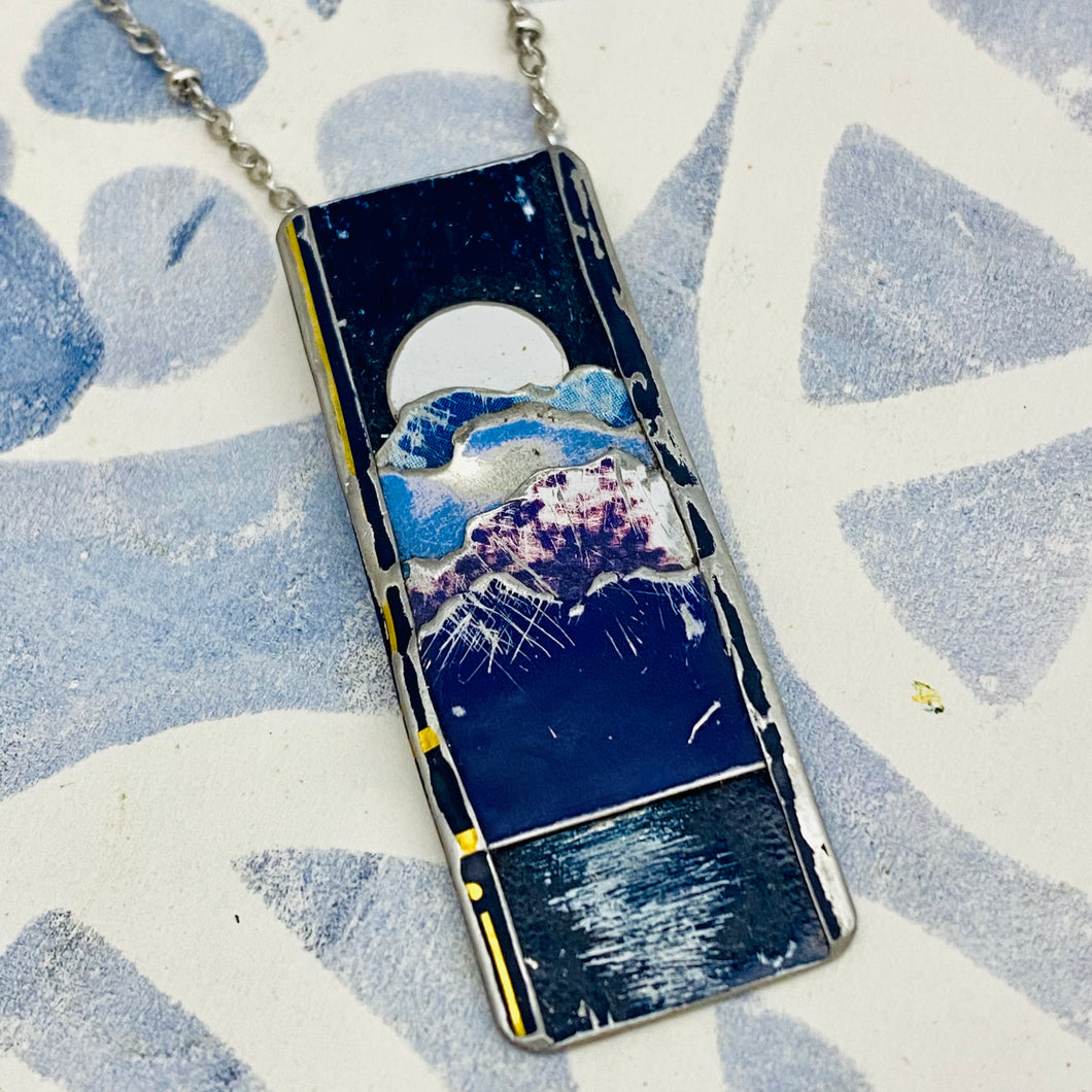 Moonrise Blues Upcycled Tin Necklace