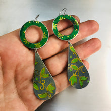 Load image into Gallery viewer, Vintage Blues &amp; Greens Long Tin Teardrops Earrings