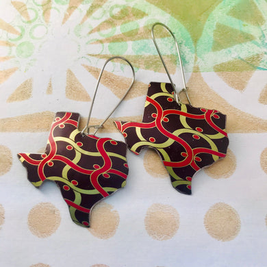 Wavy Voluspa Pattern Upcycled Tin Texas Earrings