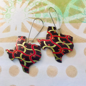 Wavy Voluspa Pattern Upcycled Tin Texas Earrings