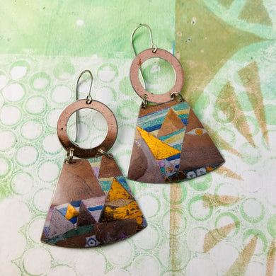 Klimt Triangles Small Fans Zero Waste Tin Earrings