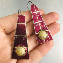 Load image into Gallery viewer, Rustic Moons Set in Shimmery Maroon Zero Waste Tin Earrings