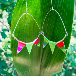 Tiny Pennant Swag Upcycled Tin Earrings