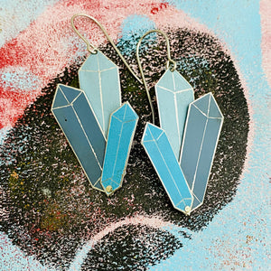 Slate Blues Tourmaline Upcycled Tin Earrings