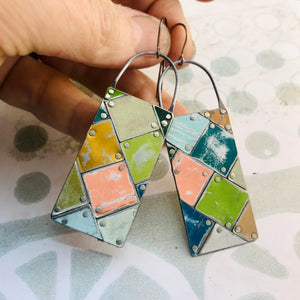 Mixed Colors Tesserae Arched Wire Tin Earrings