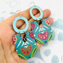 Load image into Gallery viewer, Soft Green &amp; Jade Green Pattern Horseshoes Zero Waste Tin Earrings