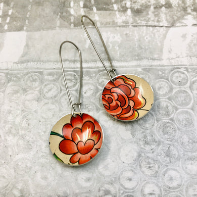 Vintage Pink Flowers Medium Basin Earrings
