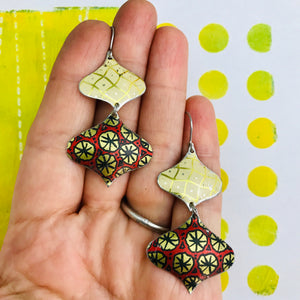 Red and Golds Rex Ray Zero Waste Tin Earrings