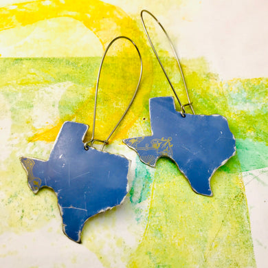 Cornflower Blue Upcycled Tin Texas Earrings