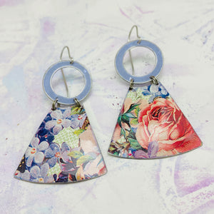 Lilacs & Roses Small Fans Tin Earrings