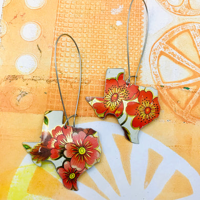 Texas Vintage Wildflowers Upcycled Tin Earrings