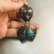 Load image into Gallery viewer, Mod Chocolate Aqua Starbursts Zero Waste Tin Earrings