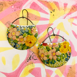 Field of Flowers Circles Recycled Tin Earrings