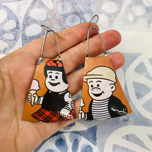 Load image into Gallery viewer, Nancy &amp; Sluggo Upcycled Tin Long Fans Earrings