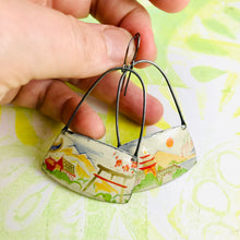 Load image into Gallery viewer, Japanese Landscapes Rounded Rectangles Zero Waste Tin Earrings