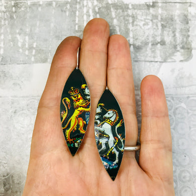 Lion & Unicorn Little Leaf Shape Tin Earrings