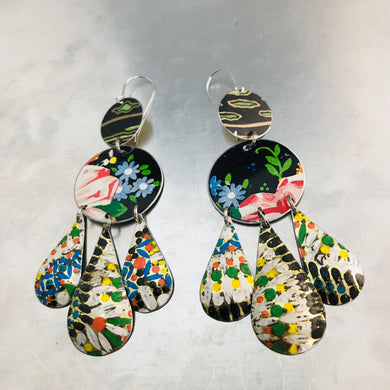 Mosaic & Flowers Zero Waste Tin Chandelier Earrings