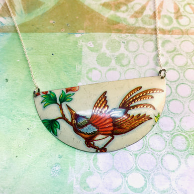 Gorgeous Bird Half Moon Recycled Pendant