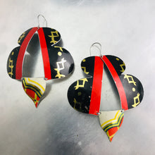Load image into Gallery viewer, Midnight &amp; Scarlet Abstract Butterflies Zero Waste Tin Earrings