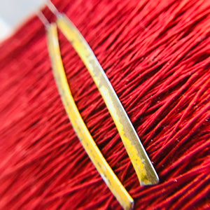 Antiqued Golden Edge Long Narrow Tin Earrings