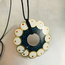 Load image into Gallery viewer, Circle of Red Dotted Pearls Upcycled Tin Necklace