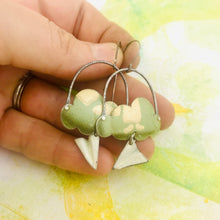 Load image into Gallery viewer, Paper Airplane &amp; Little Gray Blue Clouds Zero Waste Tin Earrings