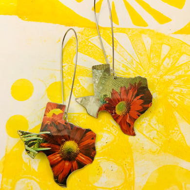 RESERVED Texas Red has Wildflowers Upcycled Tin Earrings