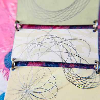 Spirograph on Mixed Pales Upcycled Tin Bracelet