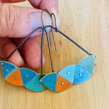 Load image into Gallery viewer, Multisector Blues Tin Dangle Tesserae Earrings
