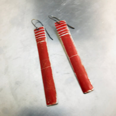 Rustic Matte Red Zero Waste Tin Earrings