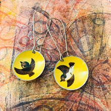 Load image into Gallery viewer, Flying Songbirds Medium Basin Upcycled Tin Earrings
