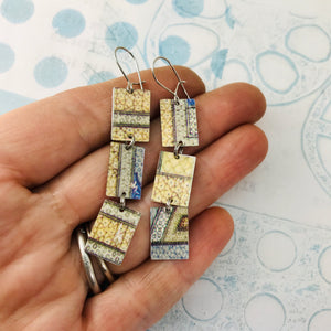 Mixed Islamic Patterns Upcycled Rectangles Tin Earrings