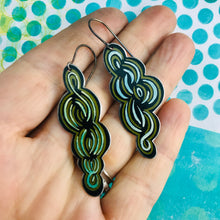 Load image into Gallery viewer, Cool Swirls Small Recycled Tin Earrings