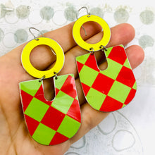 Load image into Gallery viewer, All Brights Harlequin Chunky Horseshoes Zero Waste Tin Earrings