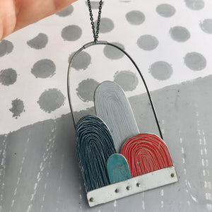 Four Etched Arches Upcycled Tin Necklace