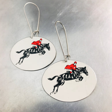 Black Horse Dressage Upcycled Tin Earrings