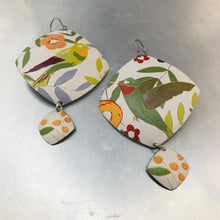 Load image into Gallery viewer, Hummingbirds Rounded Rectangle Upcycled Tin Earrings