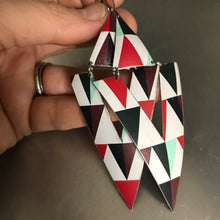 Load image into Gallery viewer, Triangle Cutouts Big Recycled Tin Earrings