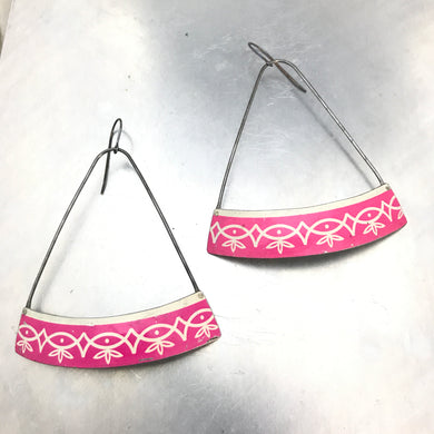 Magenta Wide Arc Zero Waste Tin Earrings