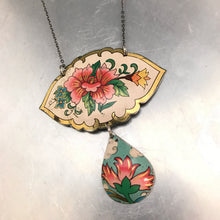 Load image into Gallery viewer, Vintage Pink Flowers Upcycled Tin Necklace