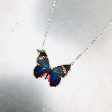 Tiny Black Butterfly Upcycled Tin Necklace Tin Anniversary Gift