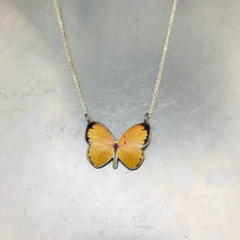 Load image into Gallery viewer, Tiny Yellow Butterfly Upcycled Tin Necklace Tin Anniversary Gift