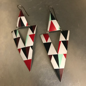 Triangle Cutouts Big Recycled Tin Earrings