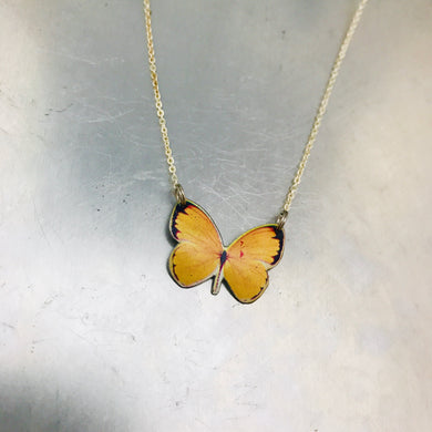 Tiny Yellow Butterfly Upcycled Tin Necklace Tin Anniversary Gift