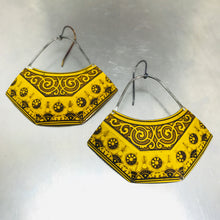 Load image into Gallery viewer, Mustard Yellow Patterned Recycled Tin Earrings