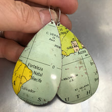 Load image into Gallery viewer, Brazil &amp; Ghana Vintage Globe Upcycled Large Teardrop Tin Earrings