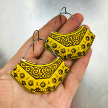 Load image into Gallery viewer, Mustard Yellow Patterned Recycled Tin Earrings