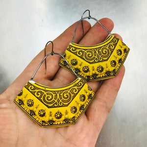 Mustard Yellow Patterned Recycled Tin Earrings