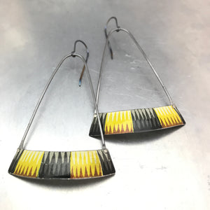 Black & Yellow Basket Weave Pattern Zero Waste Tin Earrings