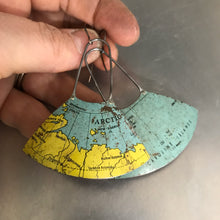 Load image into Gallery viewer, Arctic Circle &amp; Islands Vintage Globe Upcycled Fan Tin Earrings